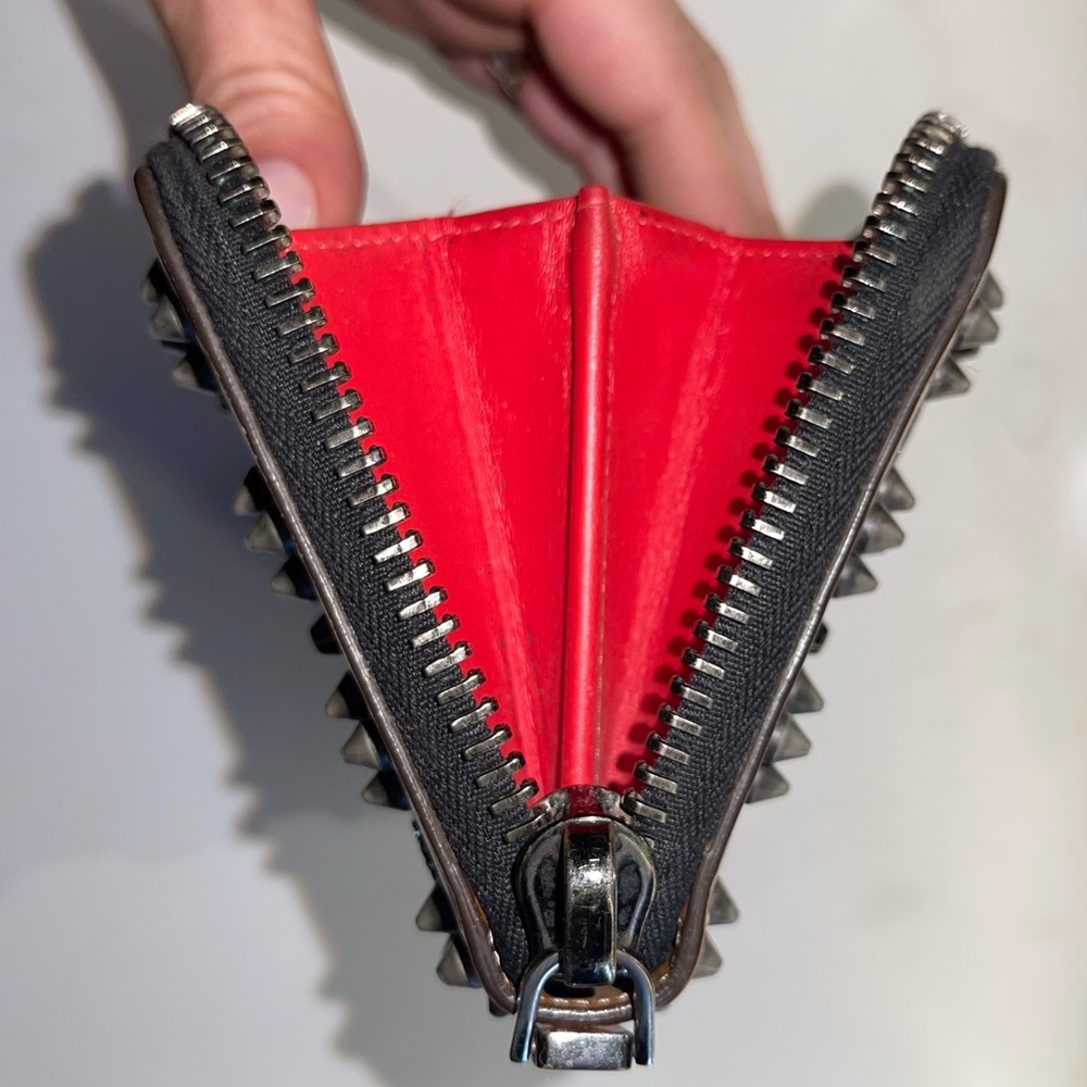 ♥️ Christian Louboutin Panettone Wallet Spikes Loubinthesky Seville Calf Leather - Picture 10 of 14